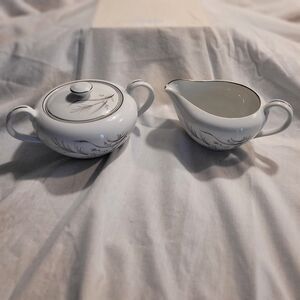 Castlecourt Fine China Sugar Bowl and Creamer - Wheat Harvest -Japan Silver Trim